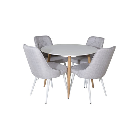 Plaza, Velvet Deluxe Rund matgrupp Ljusgrå, Vit, 4st