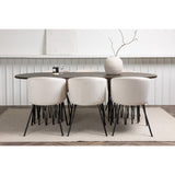 Stone, Berit Rektangulär matgrupp Beige, Svart, Svart, Mocka, 220 x 100