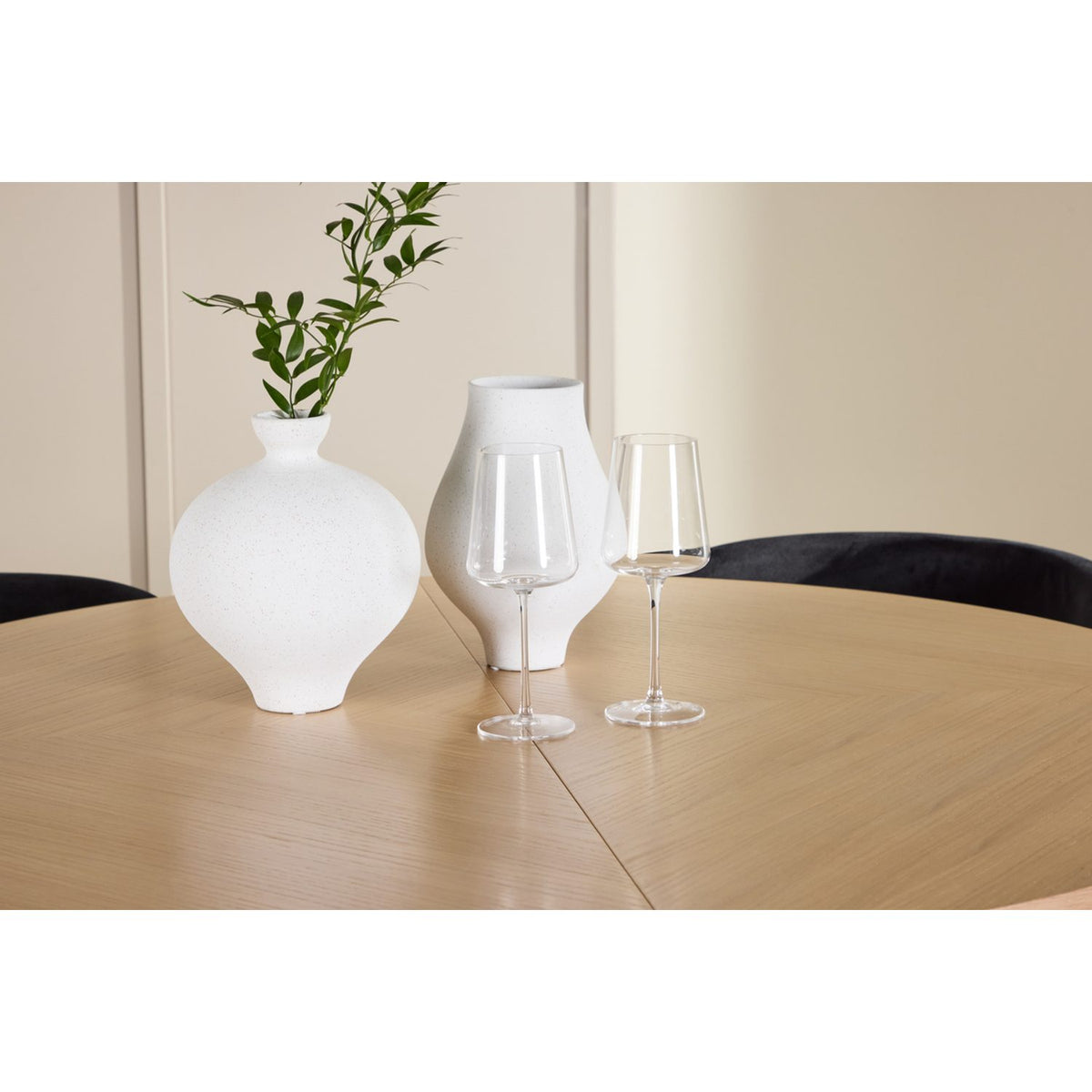 Strada, Edina Oval matgrupp Svart, Vitputsad, 4st