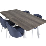 Inca, Velvet Rektangulär matgrupp Blå,Vit, Grå,Vit, 160 x 85
