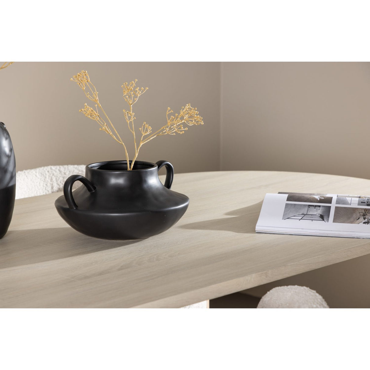 Andy, Agnes Ovalt matgrupp Svart,Vit, Vitlaserad, 180 x 90