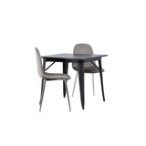 Tempe, Eva Rektangulär matgrupp Silver, Svart, 80 x 80