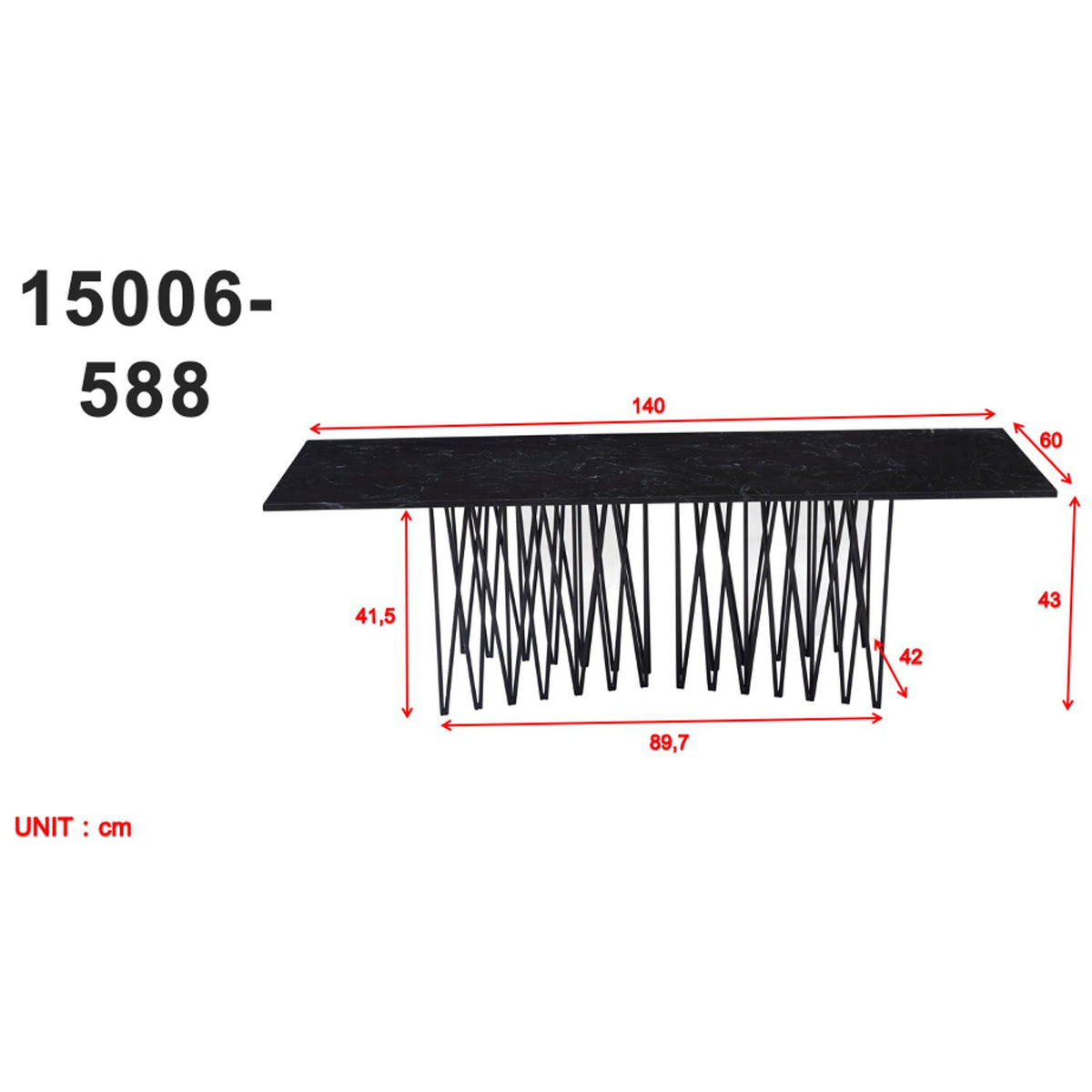 Sten Soffbord Svart, 43 x 140 x 60