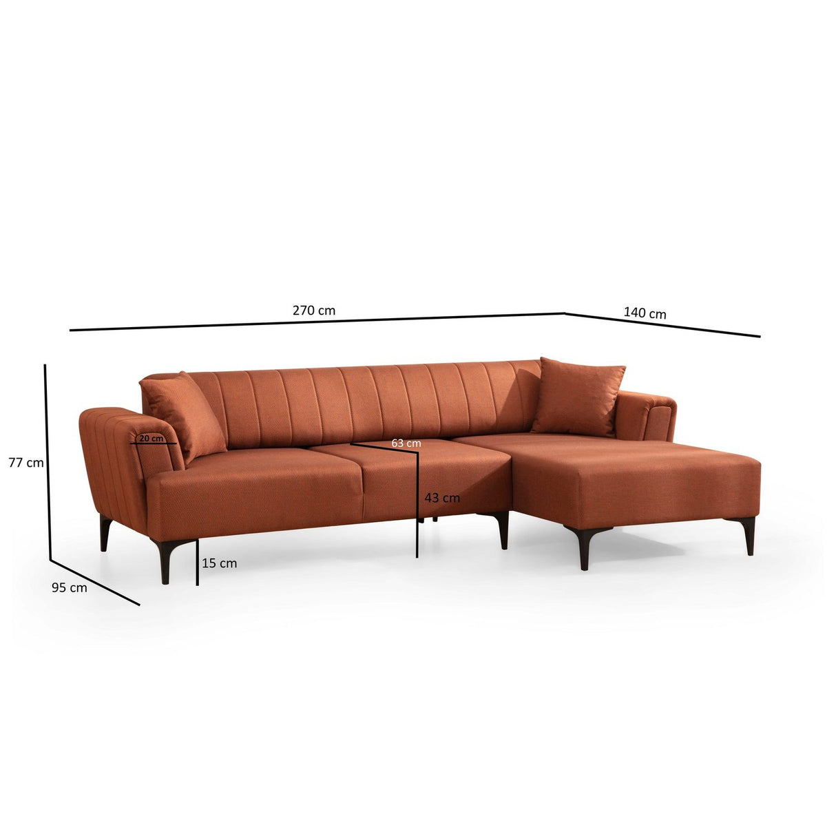Reykjavik (270 x 95 x 77 cm) Hörnsoffa-bäddsoffa Höger
