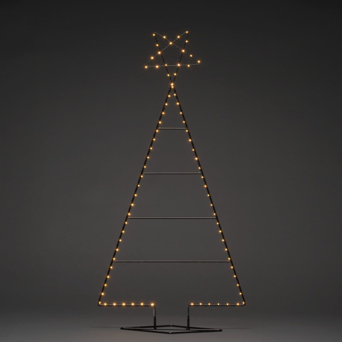 Metall 110cm svart micro-LED Gran med Belysning