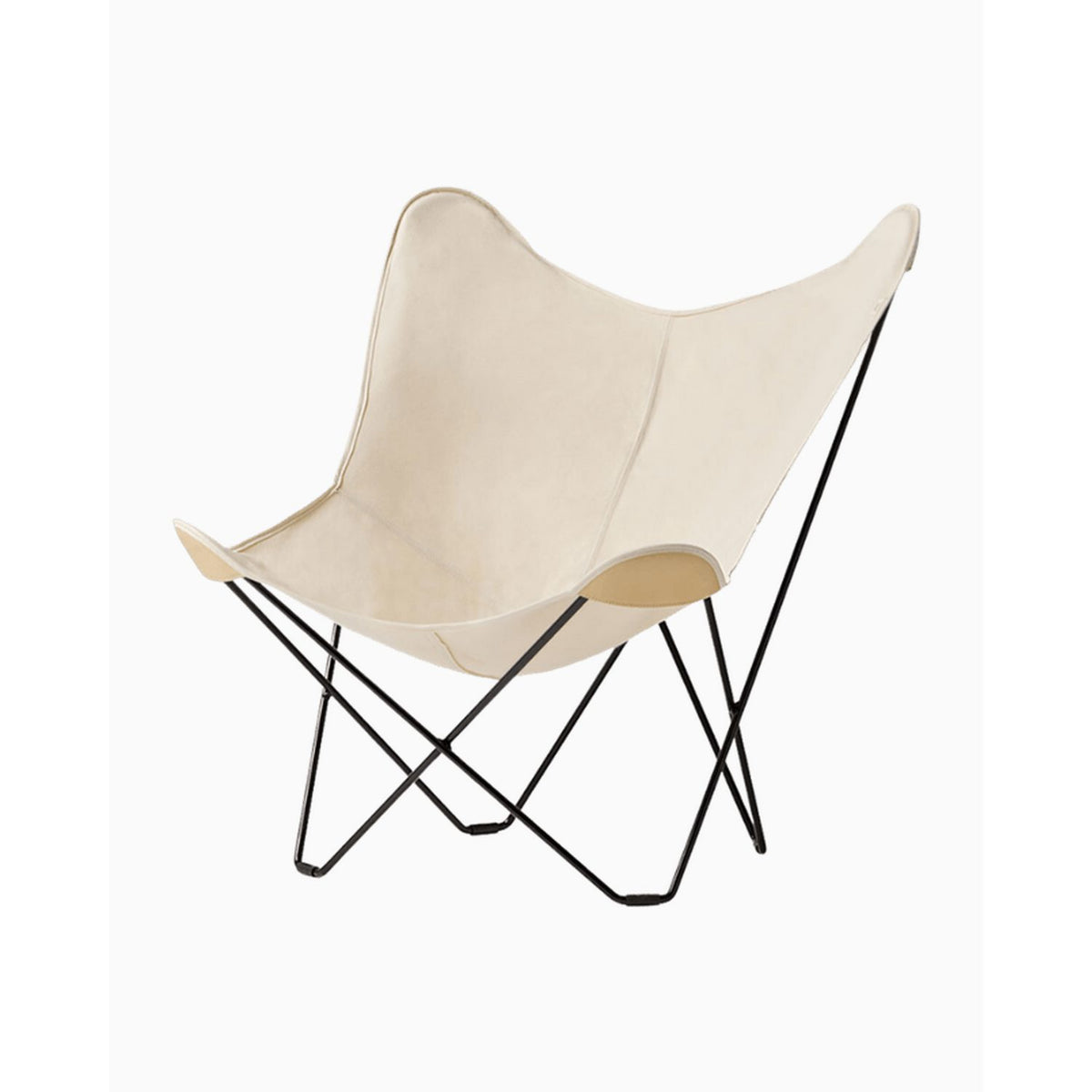 Cotton Canvas Mariposa Fåtölj Svart, Off White, Läderhörn