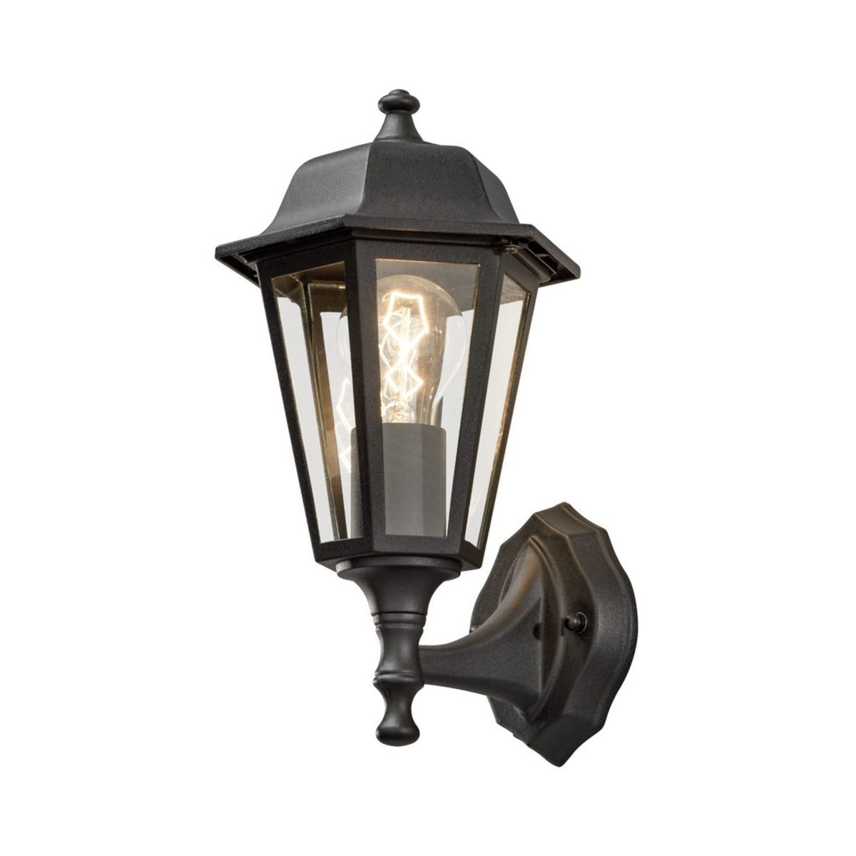 Budget Upp E27 Vägglampa Ute Svart, 17.5 cm