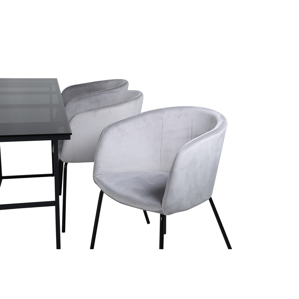 Leif, Berit Rektangulär matgrupp Svart,Grå, Svart, 200 x 90