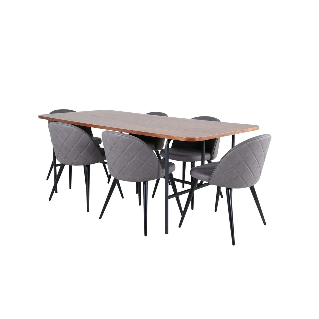Uno, Velvet Rektangulär matgrupp Svart,Grå, Svart,Natur, 200 x 90