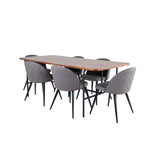 Uno, Velvet Rektangulär matgrupp Svart,Grå, Svart,Natur, 200 x 90