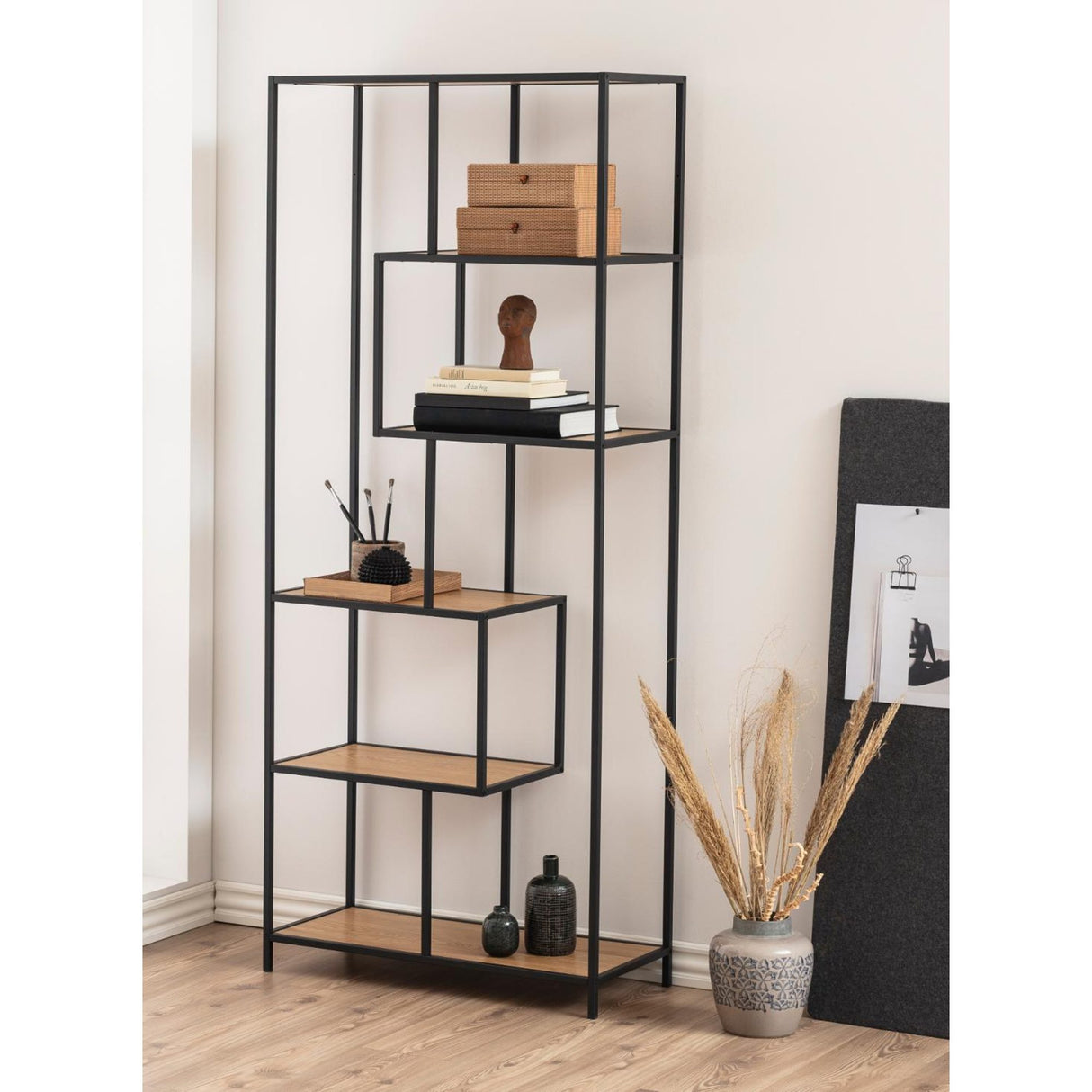 Seaford Bokhylla Asymmetrisk 185x77x35 cm Vild Ek