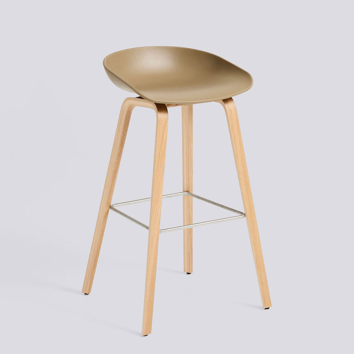AAS 32 75 cm Barpall Clay 2.0, ekfaner med vattenbaserad lack, Rostfritt stål