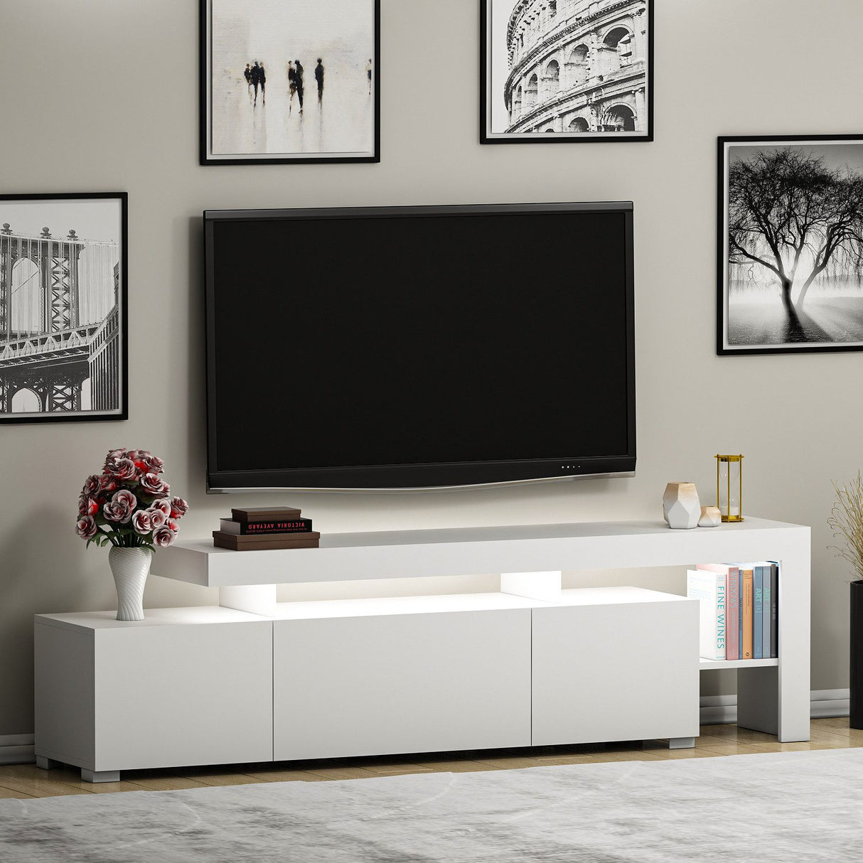 Beliz (192 x 53 x 37 cm) Vit TV-bänk