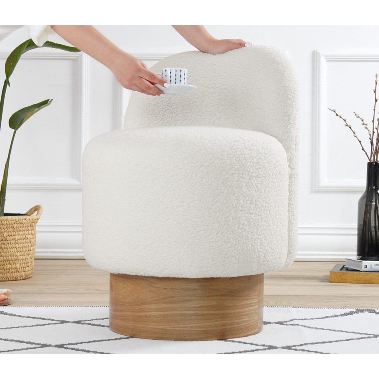 Belgrad Teddy (Ø47 x H66 cm) Vit Sittpuff