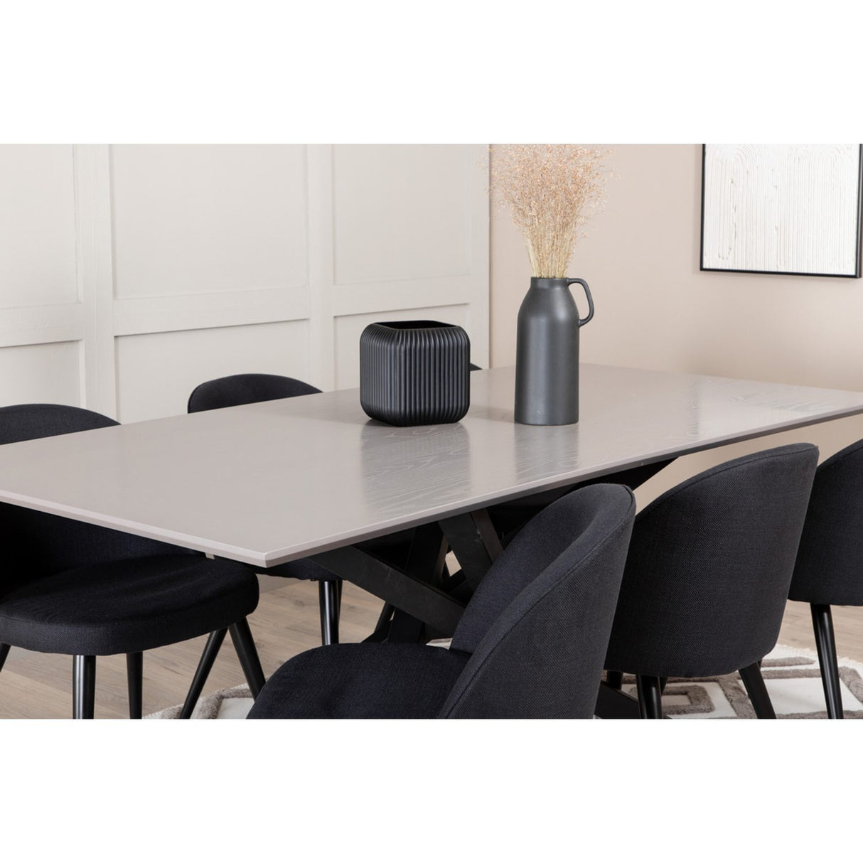 Piazza, Velvet Rektangulär matgrupp Svart, Svart, mörkgrå, 180 x 90