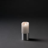 Vaxljus vitt med folie LED timer 4/8h 2xC Dekorationsljus El 7,5x17,5cm, Silver