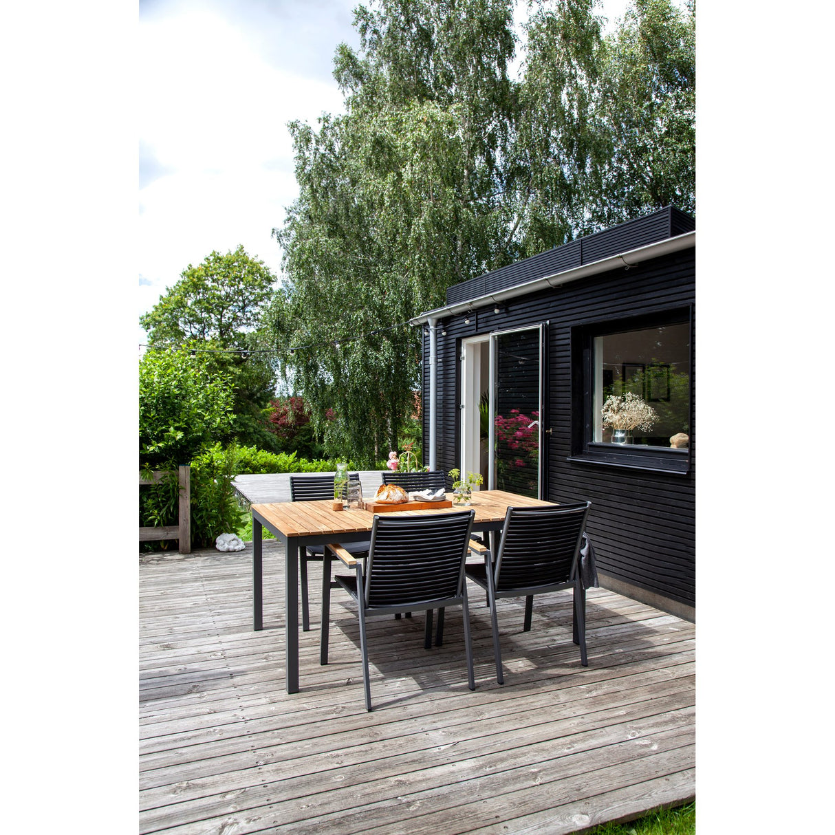 Mood Extreme Trädgårdsstol i Teak och Antracit Aluminium Smala lameller
