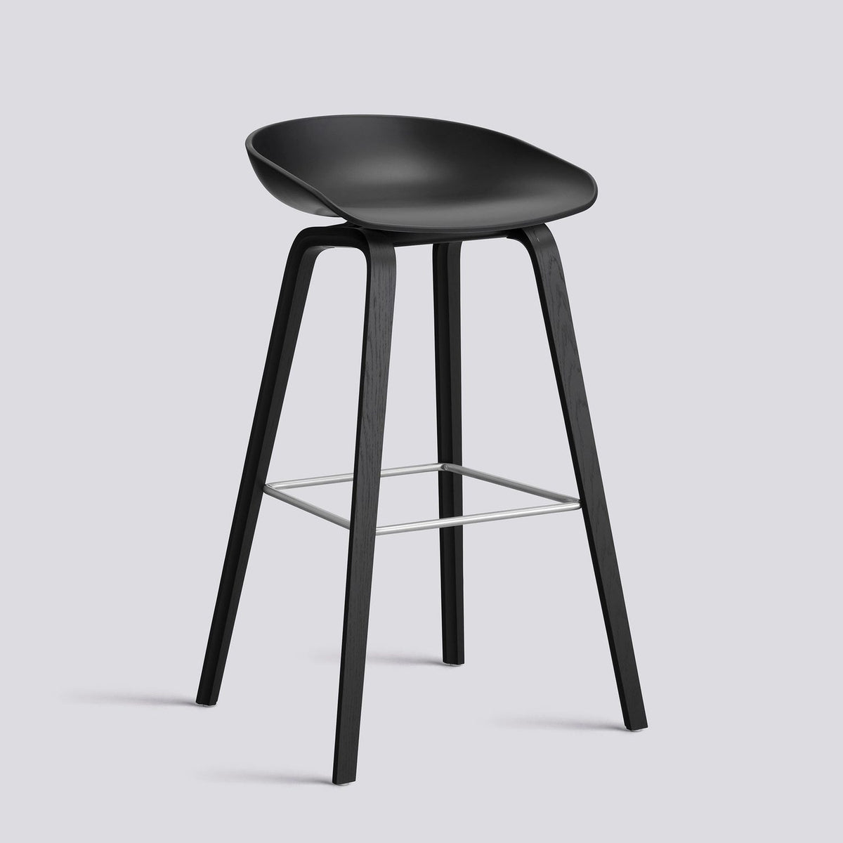 AAS 32 75 cm Barpall Black 2.0, Black – ekfaner med vattenbaserad lack, Rostfritt stål