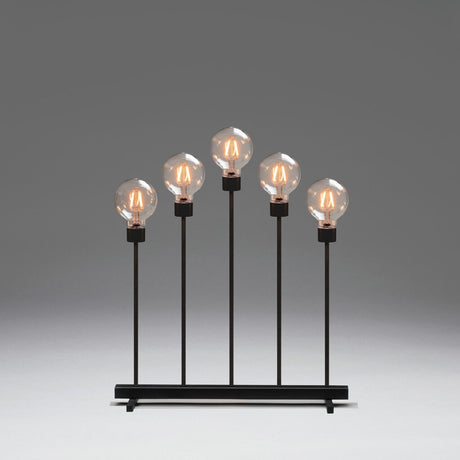 5 Ljus Metall Svart Amber LED med Dimmer Elljusstake V-form