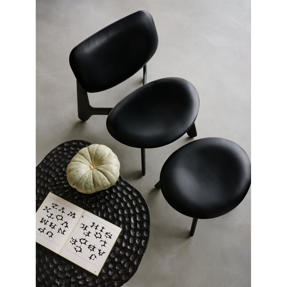 Slab Loungefåtölj Black Leather Black