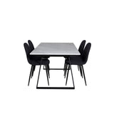 Estelle, Polar Rektangulär matgrupp Svart, Svart, vit, 140 x 90