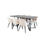 Marina, Velvet Rektangulär matgrupp Beige,Svart, Svart, 180 x 90