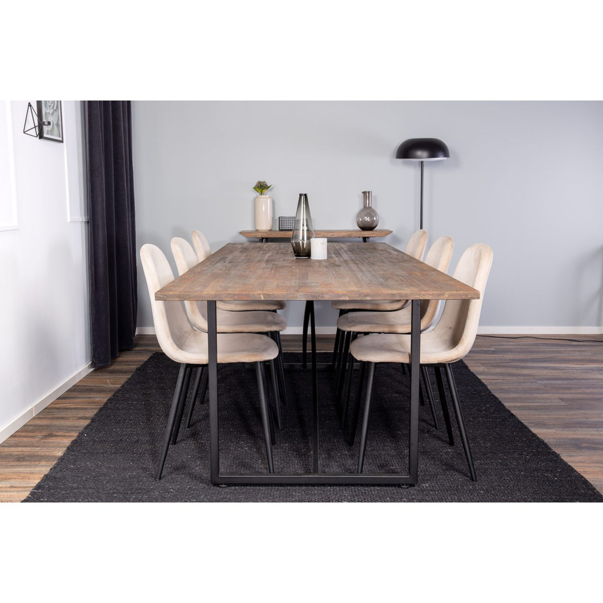 Padang,Polar Rektangulär matgrupp Beige,svart, Svart,Natur, 250 x 100