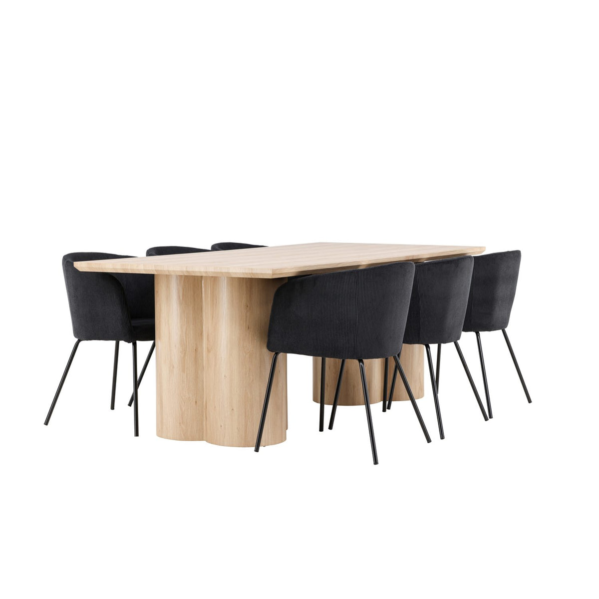 Olivia, Berit Rektangulär matgrupp Svart, Natur, 6st