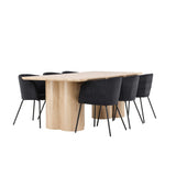 Olivia, Berit Rektangulär matgrupp Svart, Natur, 6st