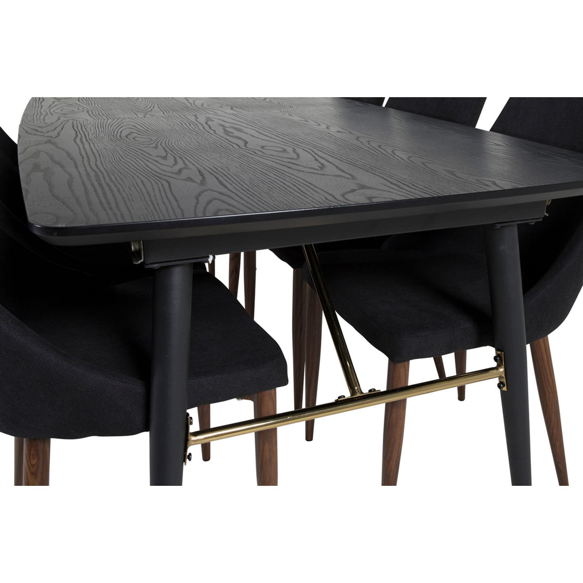 Gold, Leone Rektangulär matgrupp Svart,Natur, Svart, 180 x 85