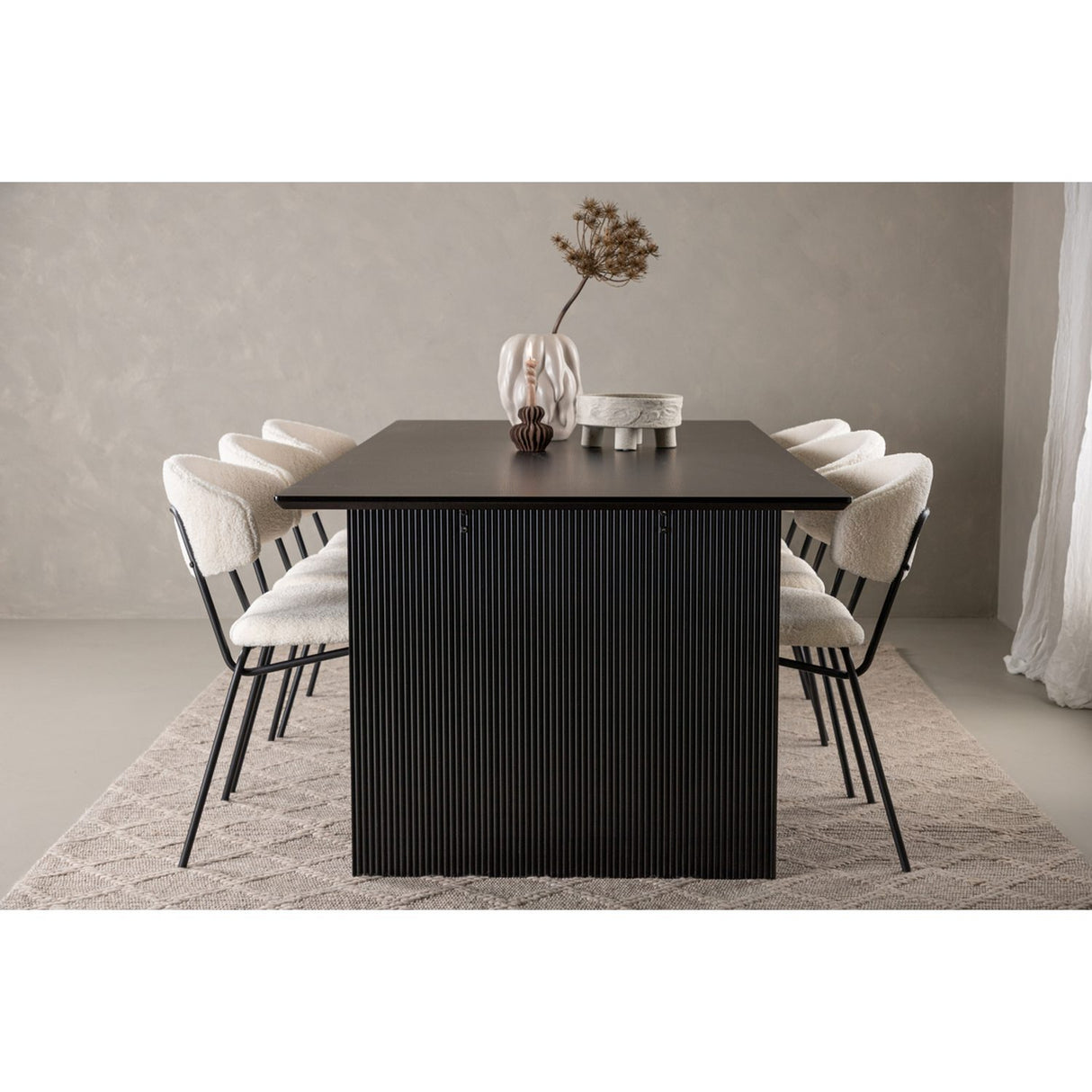 Vail, Chico Rektangulär matgrupp Vit, Svart, 200 x 100