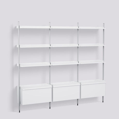 Pier System 133 3 sektioner 242 × 34 × 209 cm Hyllsystem PS White, Klaranodiserad aluminium