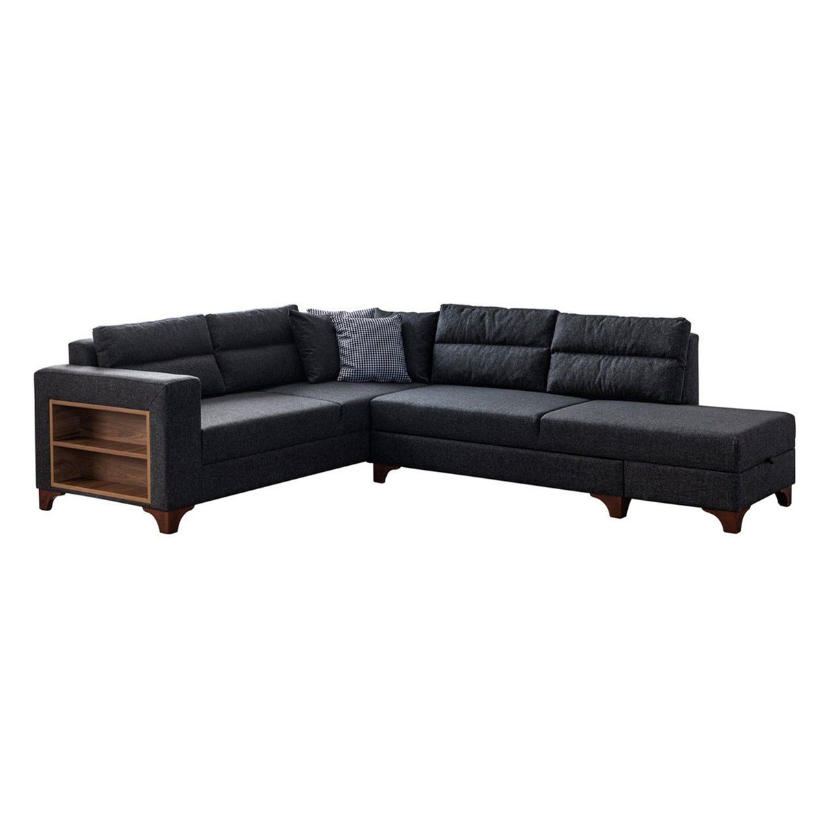 Porto (230 x 90 x 150 cm) Hörnsoffa-bäddsoffa Antracit, Vänster