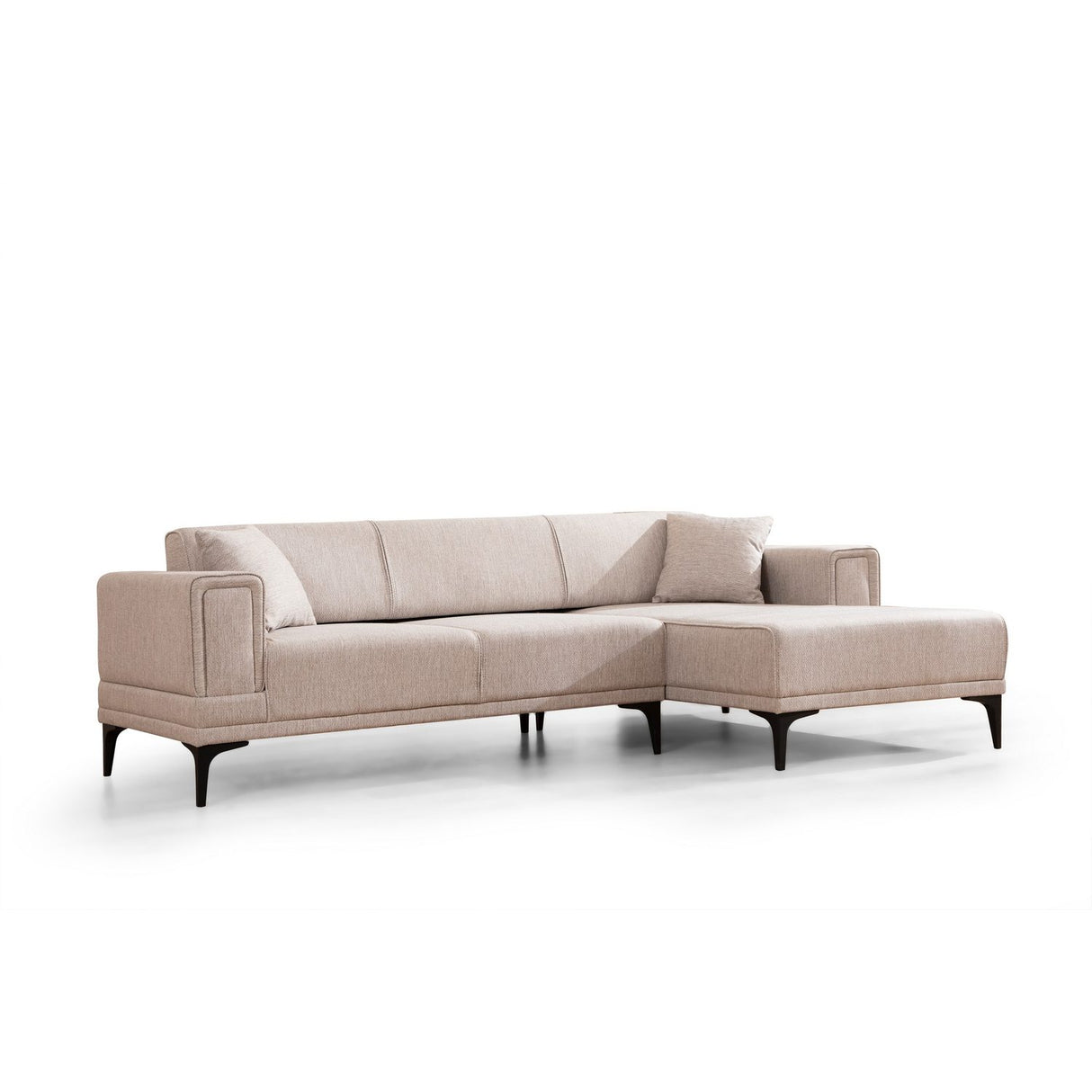 Hanoi (250-140 x 85 x 77 cm) Hörnsoffa-bäddsoffa Ljusbrun, Höger