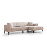 Hanoi (250-140 x 85 x 77 cm) Hörnsoffa-bäddsoffa Ljusbrun, Höger