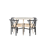 Plaza, Alfons Rund matgrupp Svart, beige, Vitlaserad, ⌀100