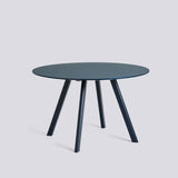 CPH 25 Ø120 × H73 cm Matbord Smokey blue – linoleum, Deep blue – massiv ek med vattenbaserad lack