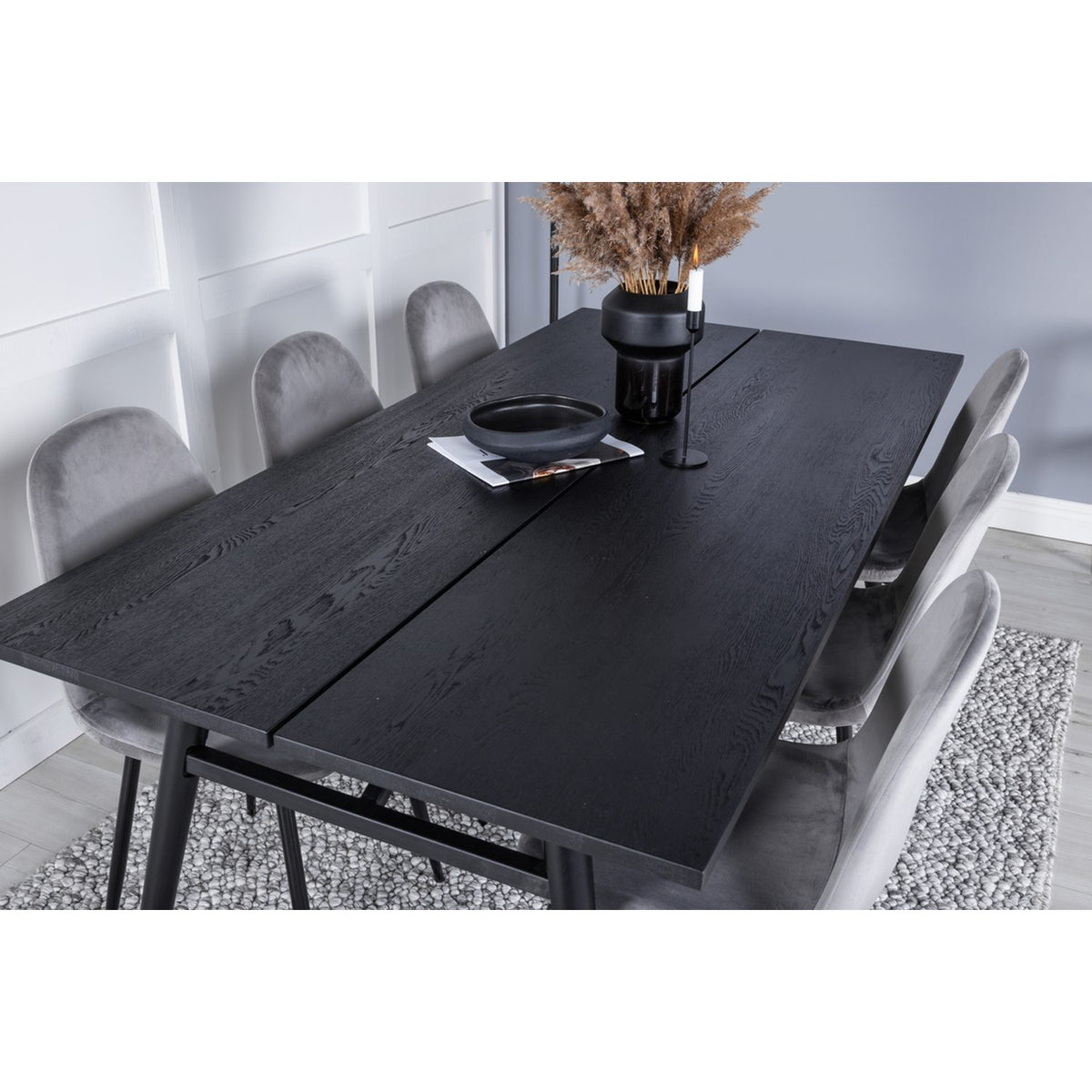 Sleek, Polar Rektangulär matgrupp Svart,Grå, Svart, 195 x 95