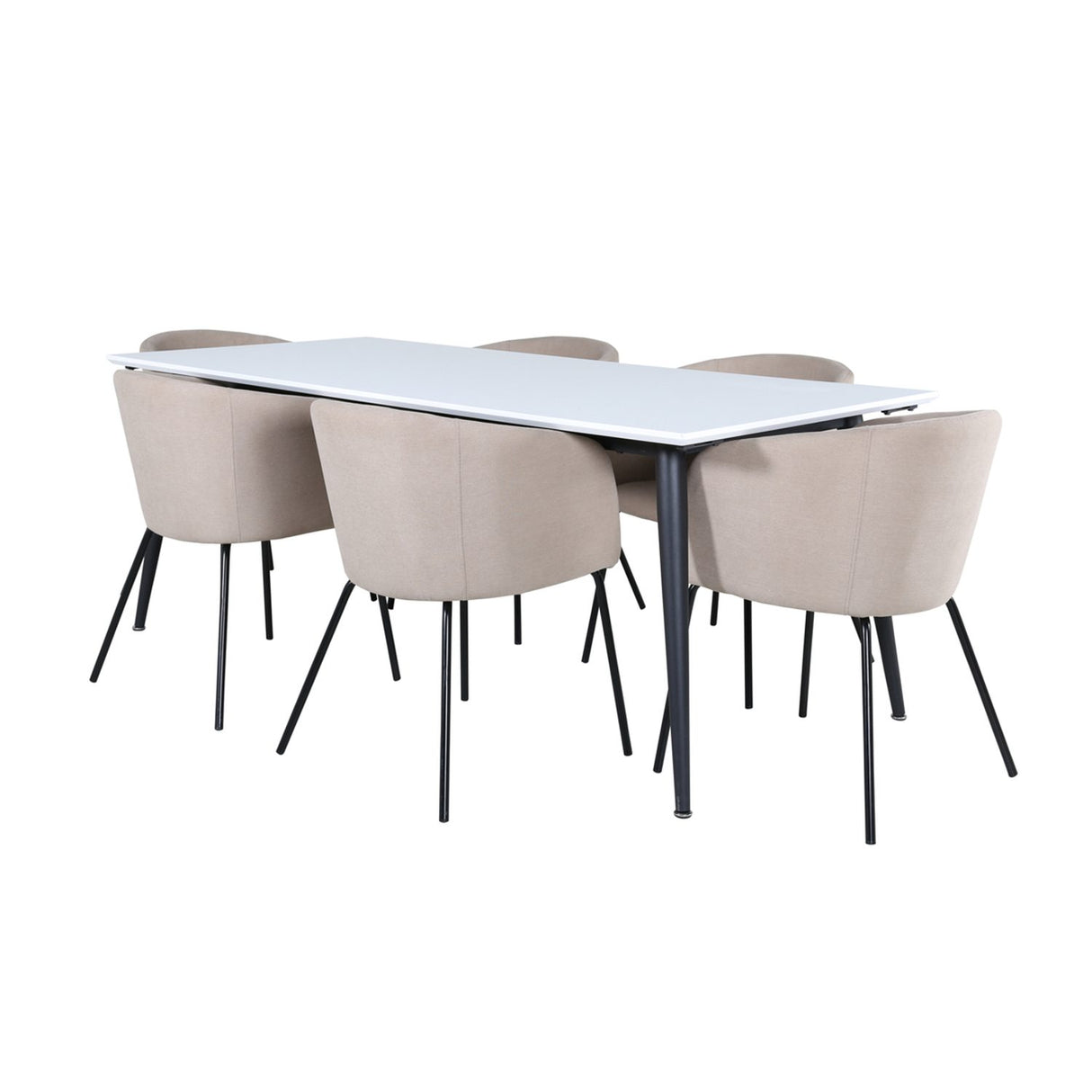 Jimmy, Berit Rektangulär matgrupp Beige, Svart, Svart,Vitt, 195 x 90