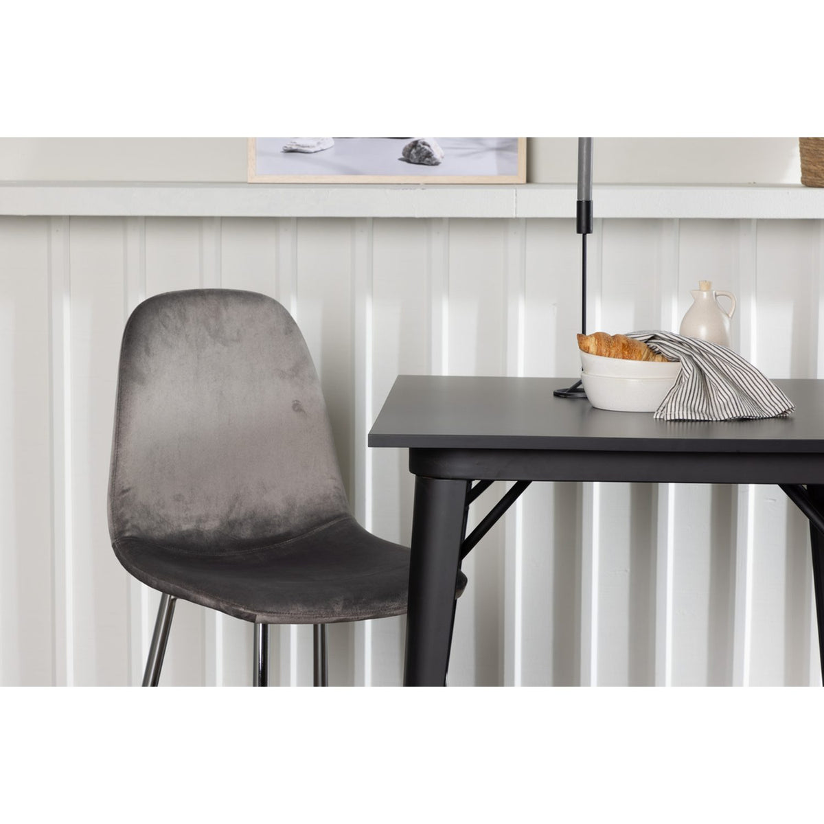 Tempe, Eva Rektangulär matgrupp Silver, Svart, 80 x 80