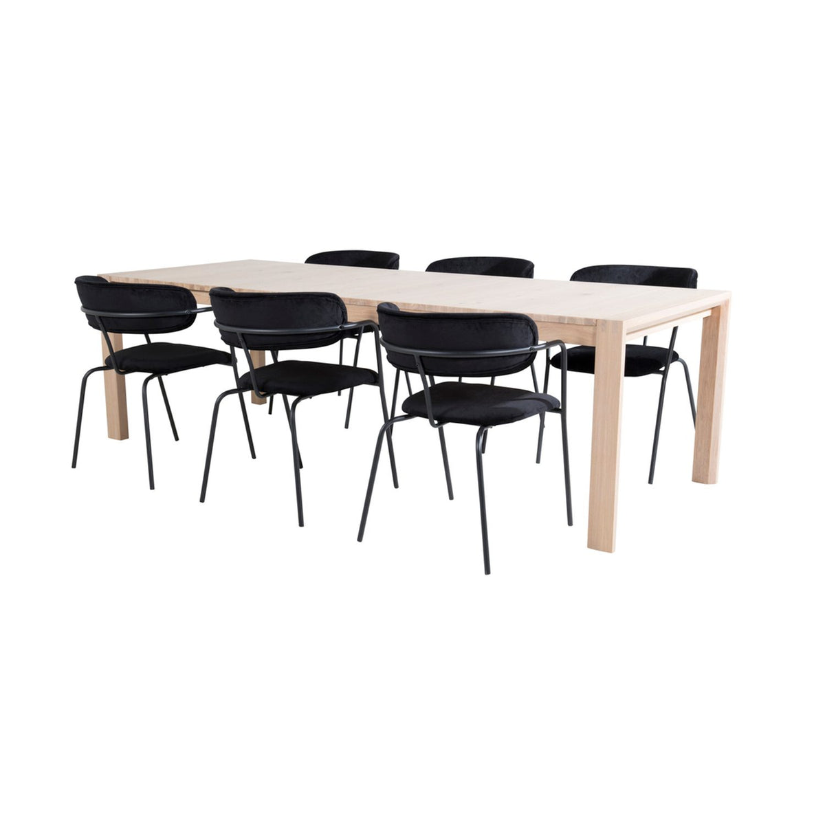 Slider, Arrow Rektangulär matgrupp Svart, Vitlaserad, 170 x 95
