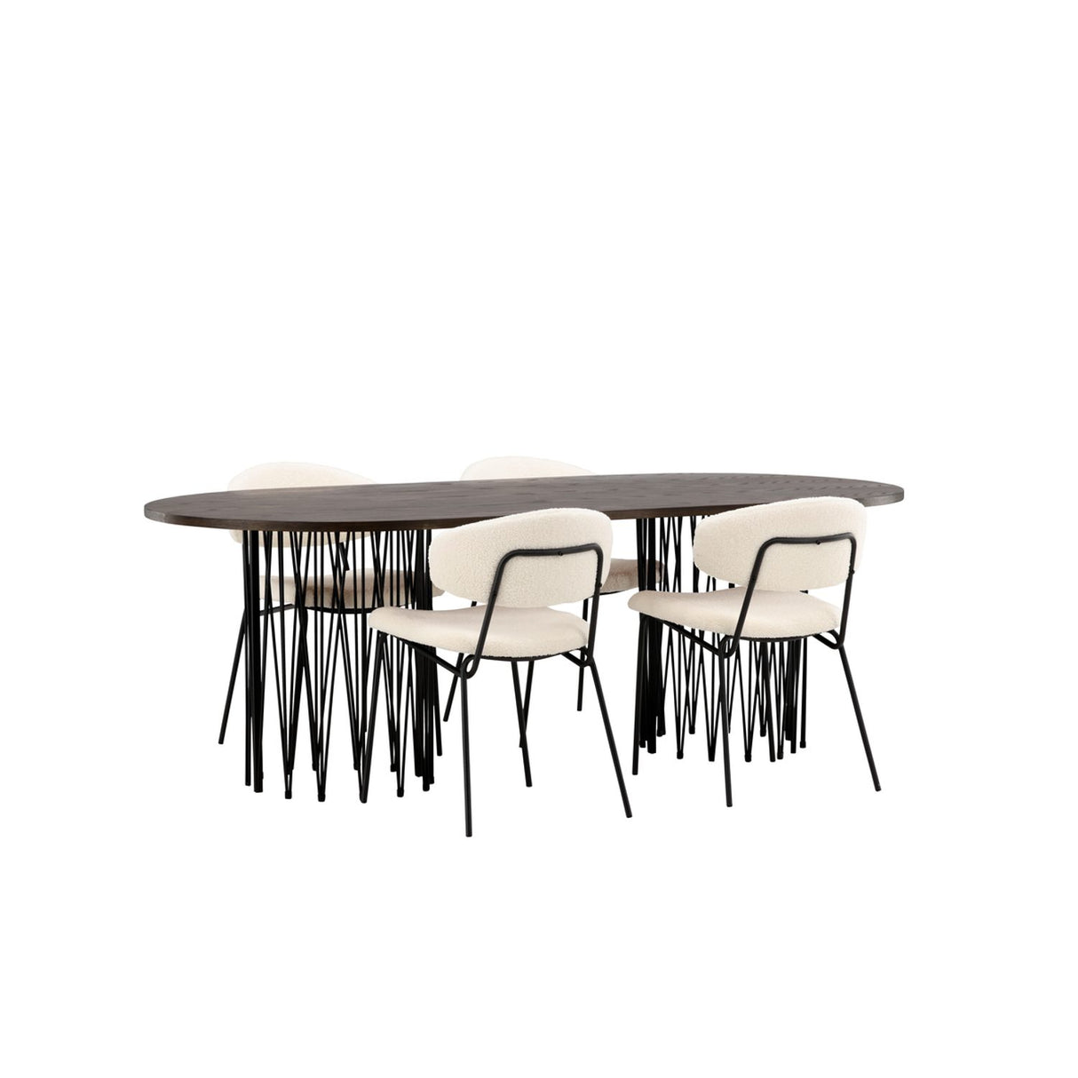 Stone, Chico Oval matgrupp Vit, Svart, mocka, 220 x 100