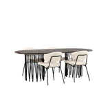 Stone, Chico Oval matgrupp Vit, Svart, mocka, 220 x 100
