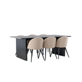 Vail, Velvet Rektangulär matgrupp Beige, Svart, Svart, 200 x 100