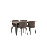 Tempe, Modesto Rektangulär matgrupp Beige, Svart, Valnöt, 140 x 80