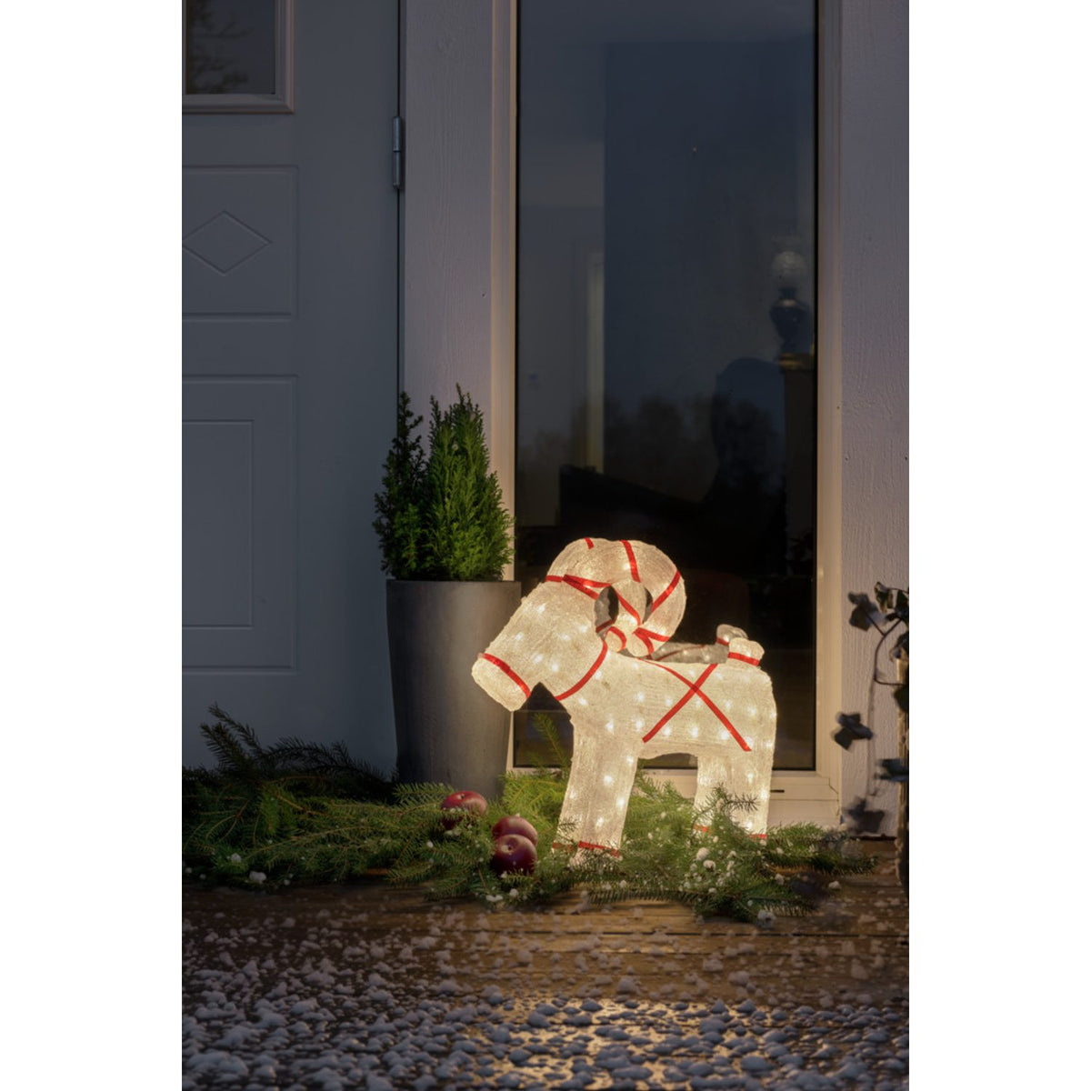 Julbock akryl 48cm LED Ljusdekoration Ute Transparent