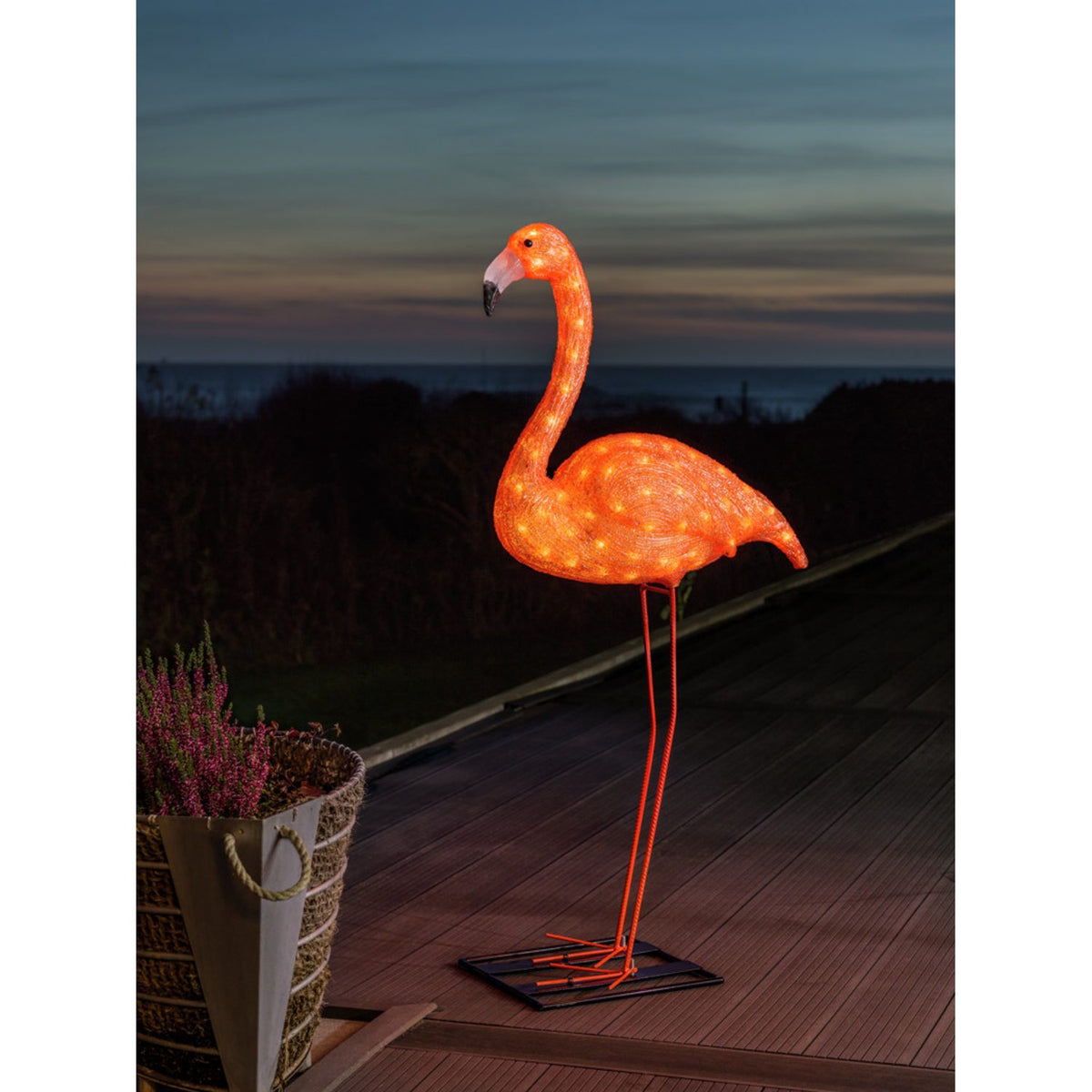 Flamingo akryl 110cm LED Ljusdekoration Ute