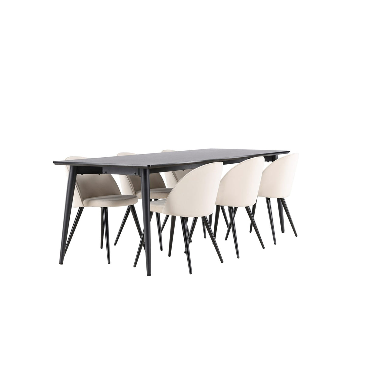 Ellis, Velvet Rektangulär matgrupp Beige,Svart, Svart, 230 x 85