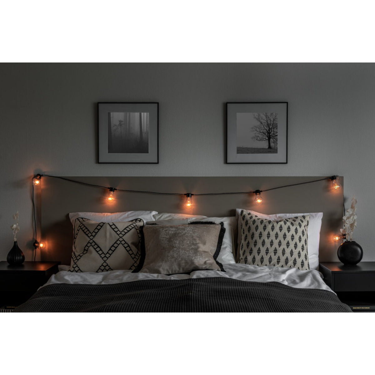 E27 10 Amber LED Textilkabel Ljusslinga Inomhus Svart/vit