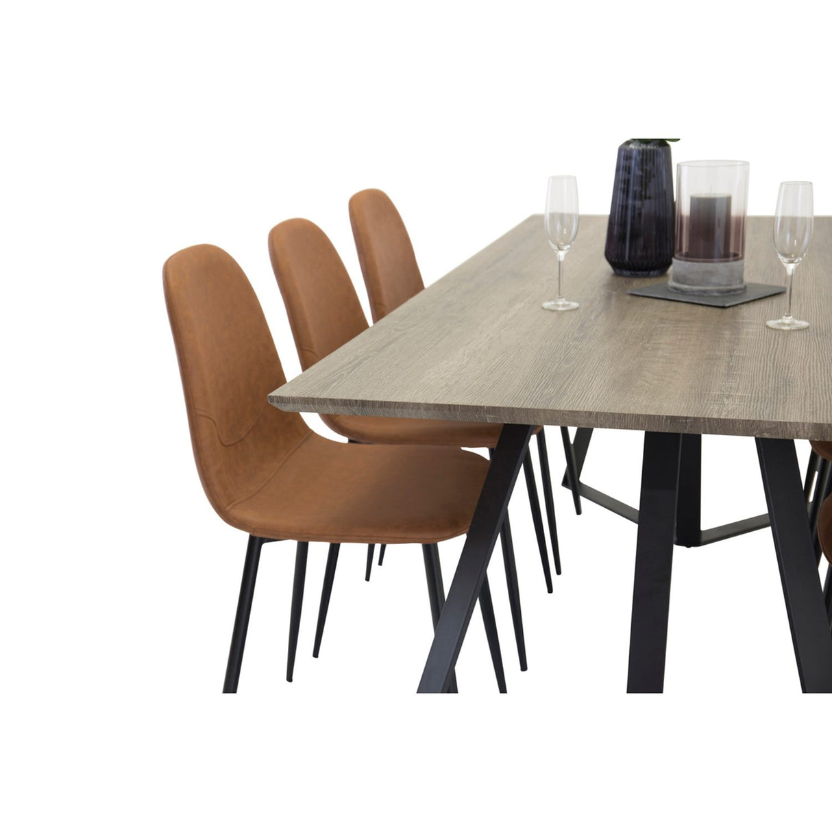 Marina, Polar Rektangulär matgrupp Svart,Brun, Svart,Grå, 180 x 90